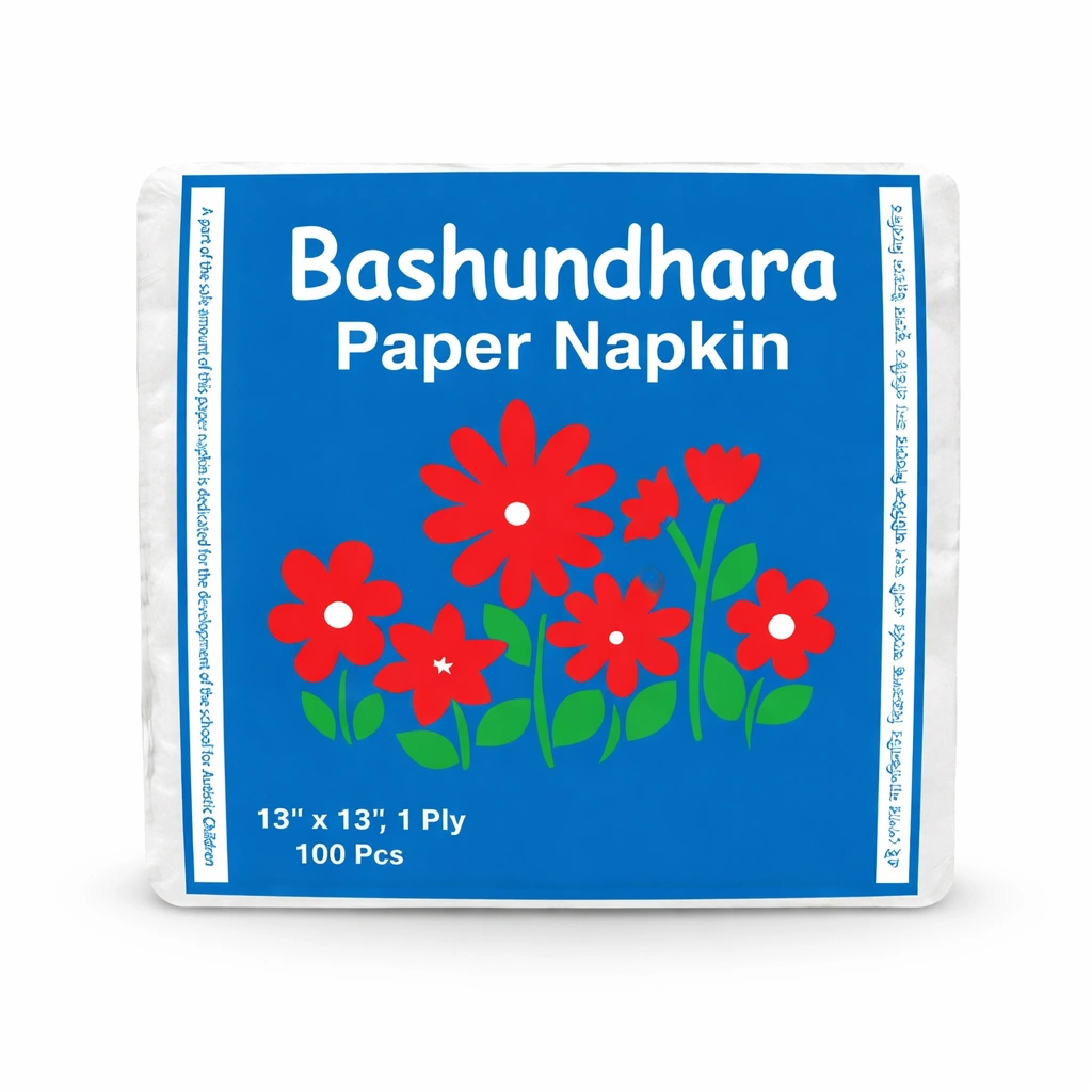 Bashundhara Paper Napkin (100×1 ply , Non-Perfumed) - Box