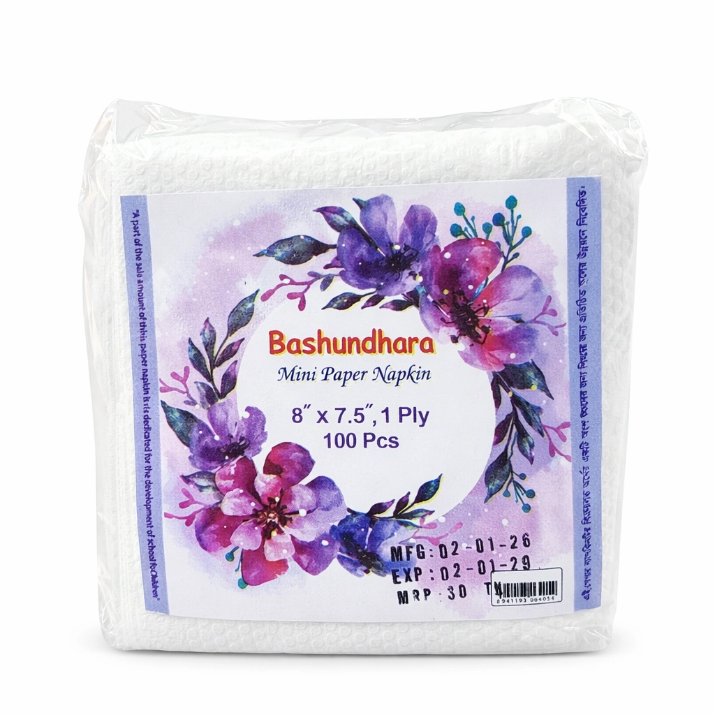 Bashundhara Mini Paper Napkin (100 Pcs) Box