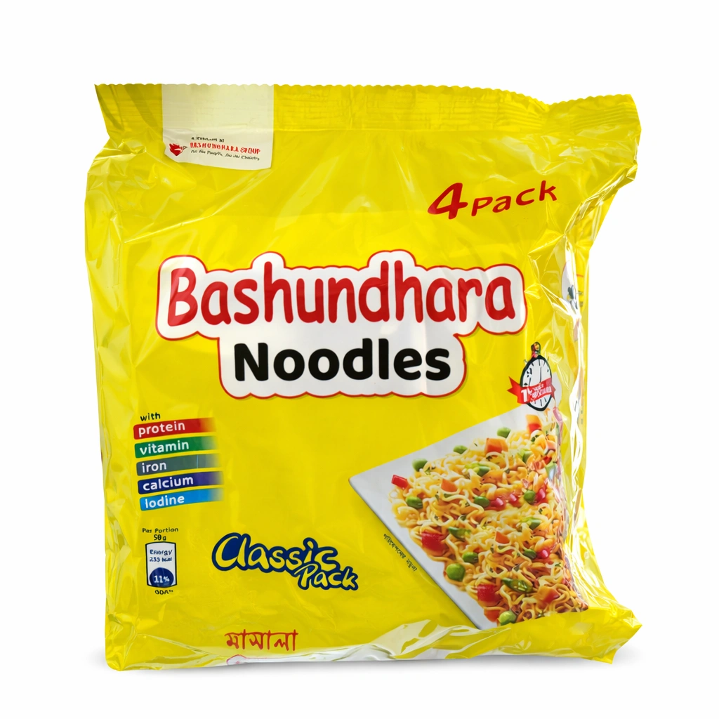 Bashundhara Instant Masala Noodles (Classic Pack – 4 Pack)